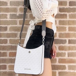 Michael Kors White and Gray Crossbody Bag